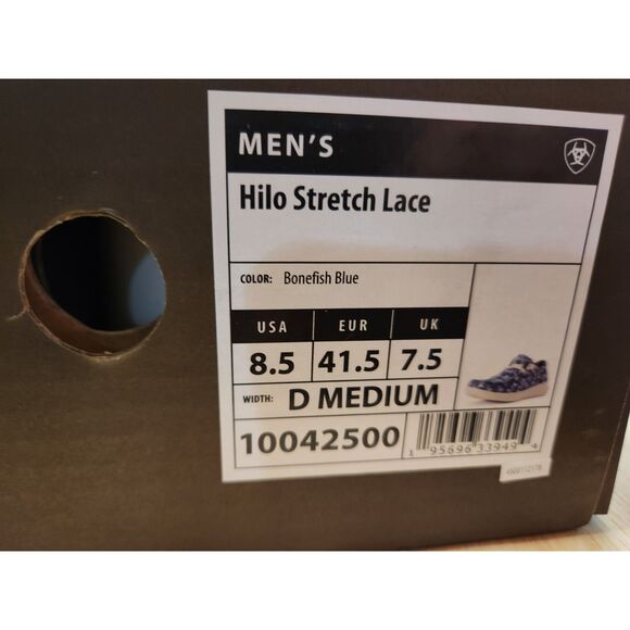 Ariat Hilo Stretch Lace Men's size 8.5 Bonefish Blue - Picture 2 of 8